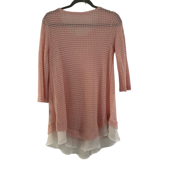 Women's CHRIS & CAROL Pink & White Tunic Top L - Picture 3 of 6